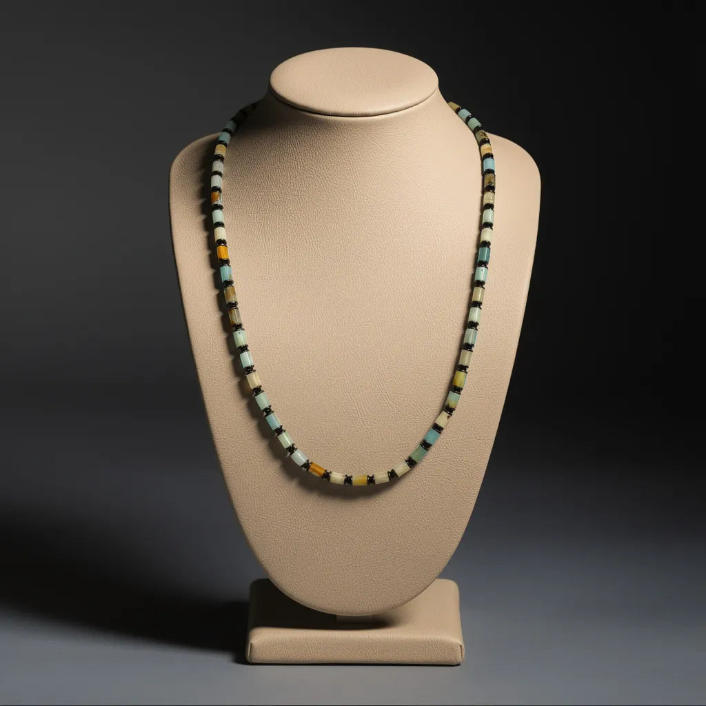 Amazonite cylindrical summer kuffs necklace