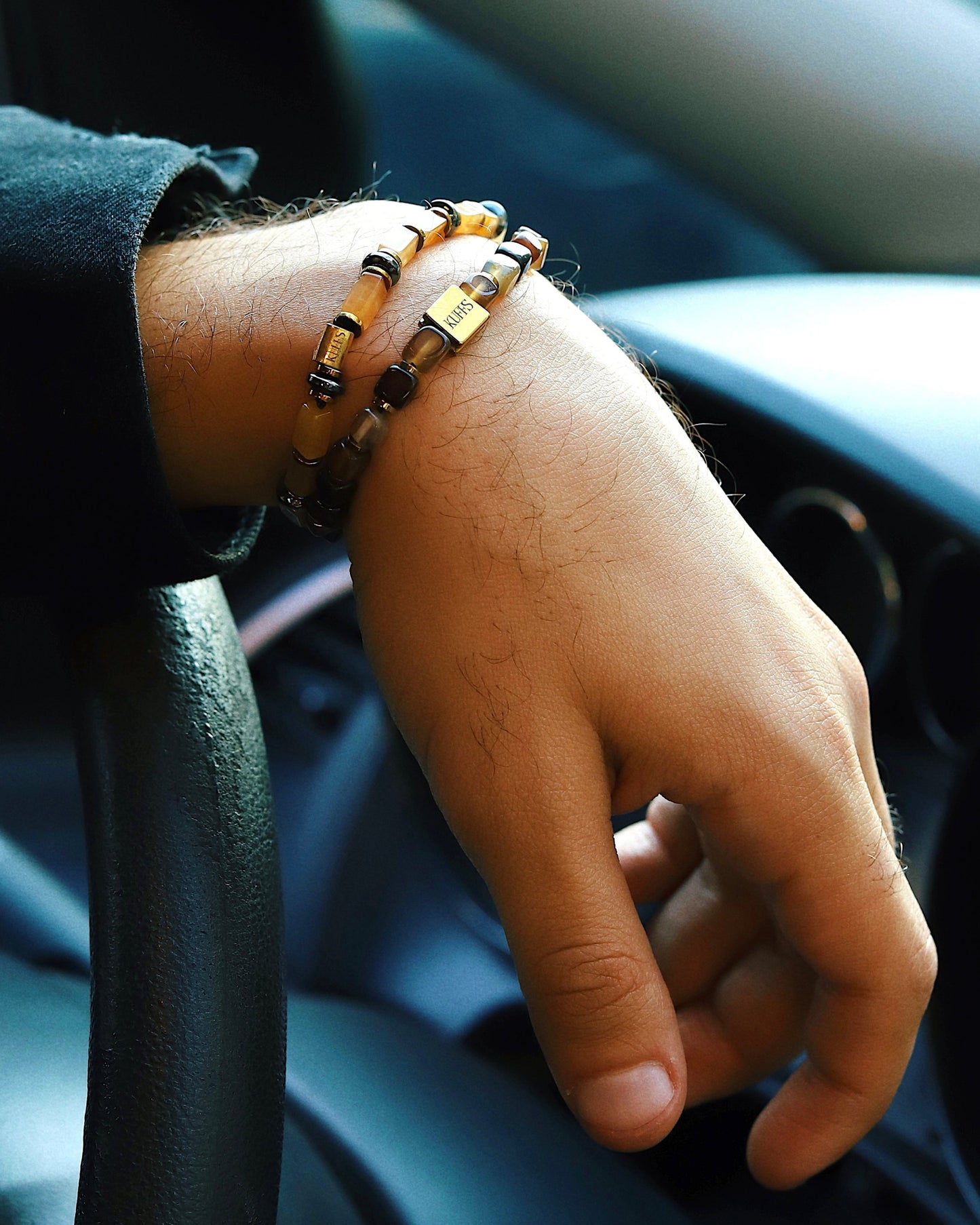Honey jasper karma gems with hematite bracelet