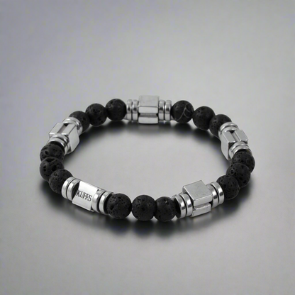 Lava and Hematite Kuffs Mens Bracelet