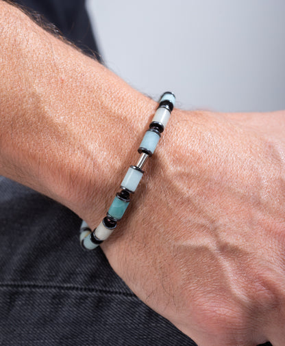 Amazonite cylindrical summer kuffs bracelet