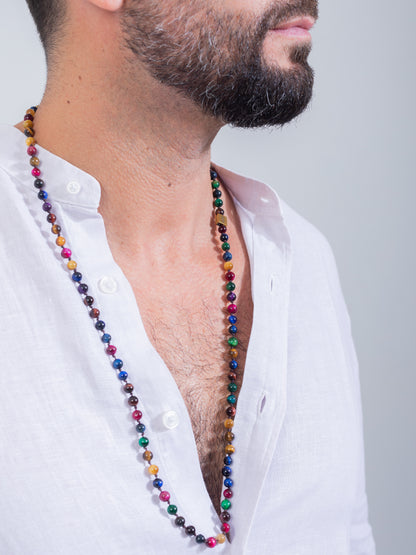 Rainbow tiger eye colorful necklace