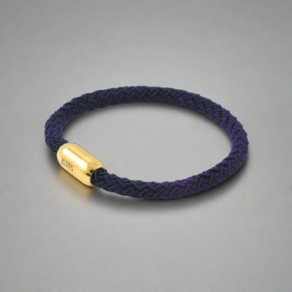 Navy blue polyester with magnetic lock Kuffs Mens Bracelet