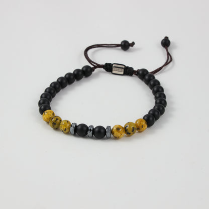 Yellow lemon jasper and onyx Kuffs bracelet for men