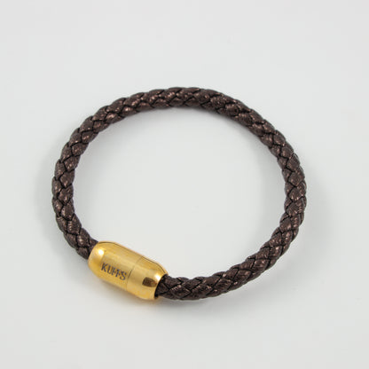 Brown leather cord Kuffs Mens Bracelet