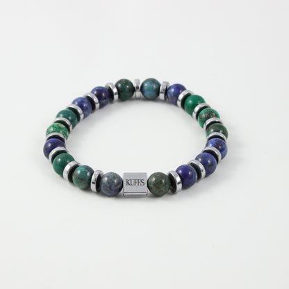 Azurite mix and hematite bracelet for men