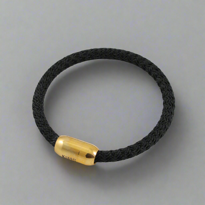 Black polyester braided Kuffs Mens Bracelet