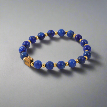 Lapis Lazuli and gold plated beads bracelet