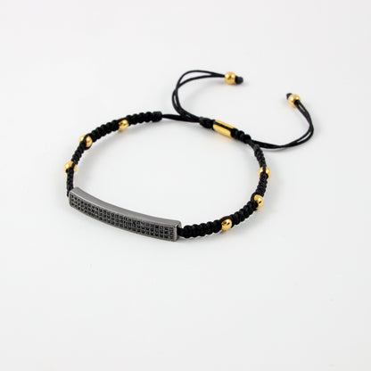 Golden beads braided Kuffs Mens Bracelet