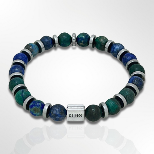 Azurite mix and hematite Kuffs Mens Bracelet