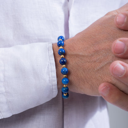 Lapis Lazuli and gold plated beads bracelet