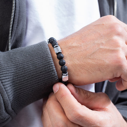 Lava and hematite blocks bracelet