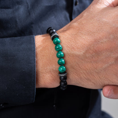 Malachite and Onyx Kuffs Mens Bracelet