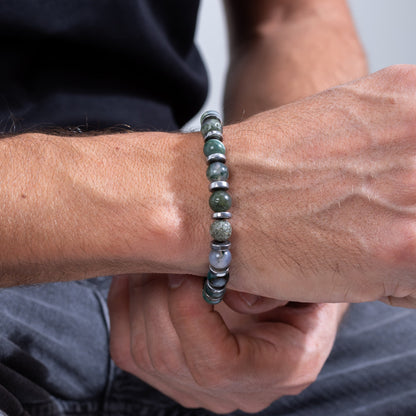 Moss agate bracelet for men