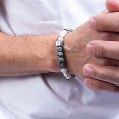 agate mat green and howlite bracelet