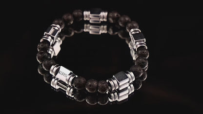Lava and Hematite Kuffs Mens Bracelet