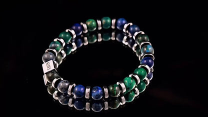 Azurite mix and hematite bracelet for men