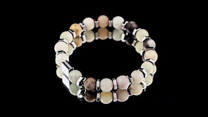 Amazonite and Hematite summer mens bracelet
