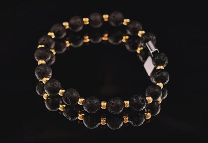 Gold plated beads and Lava bracelet for men