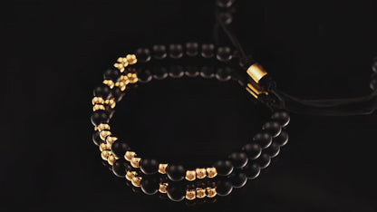 Yellow golden beads with small onyx bracelet