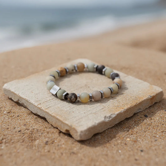 Amazonite and Hematite summer mens bracelet