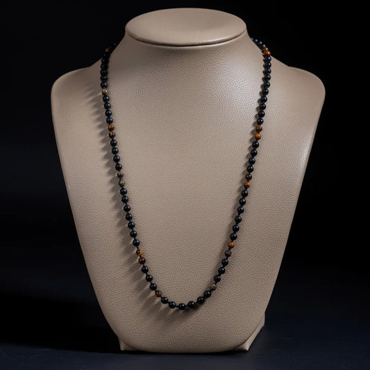 Yellow Tiger eye and onyx necklace